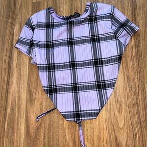 Plaid Crop Top in Purple and Black